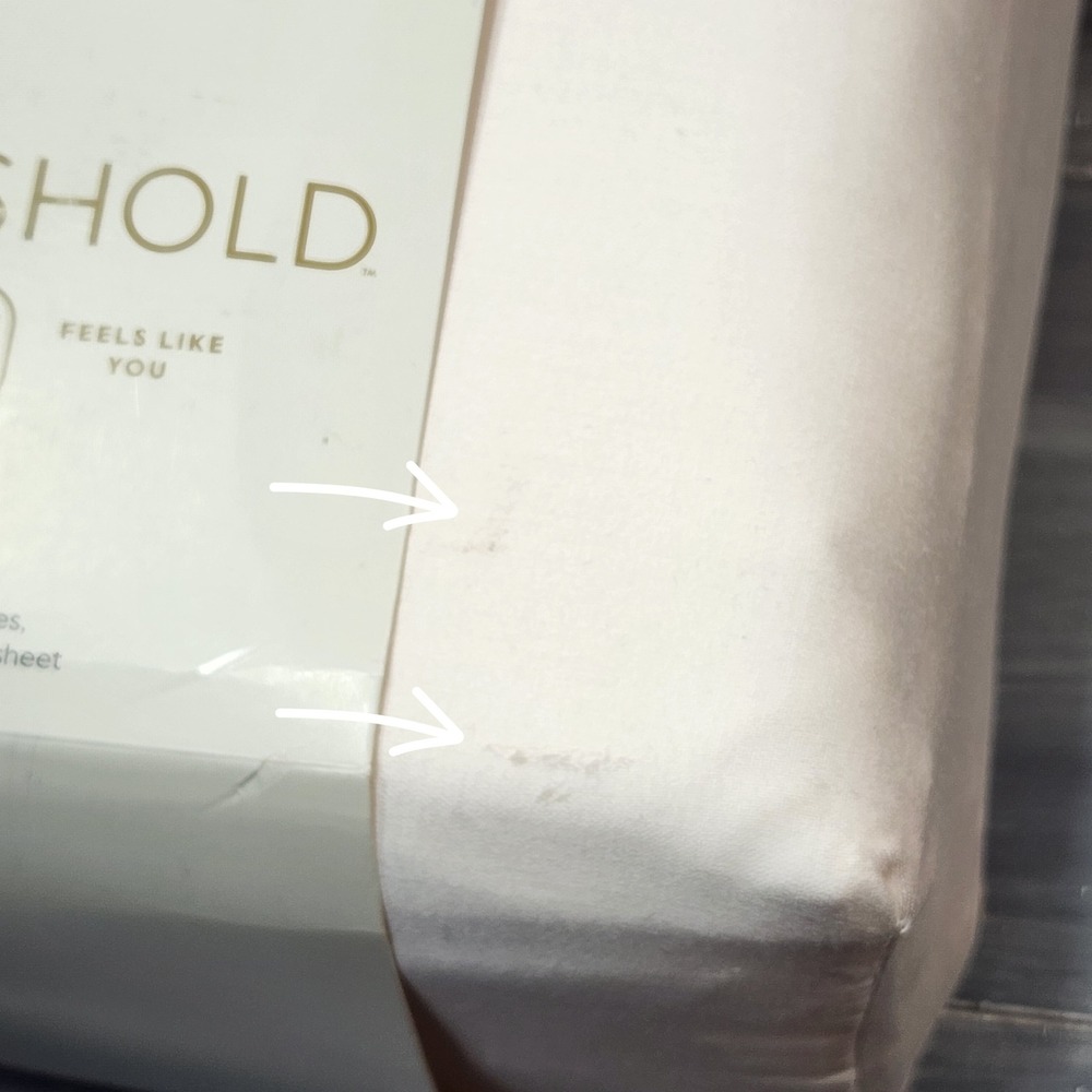 Threshold King Performance Sheet Set 400TC Cotton Sateen Eyelet Ruffle Ivory 4pc - Picture 2 of 8